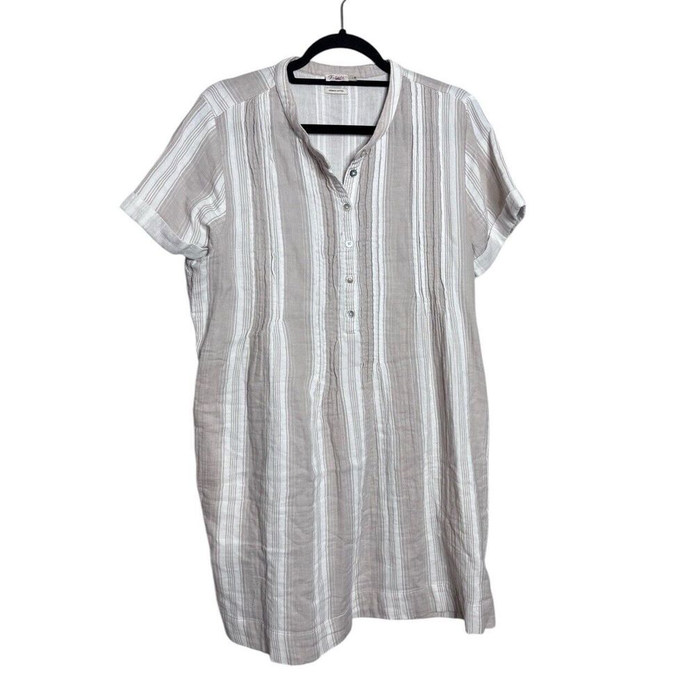 Faherty Striped Cream and Gray Dress